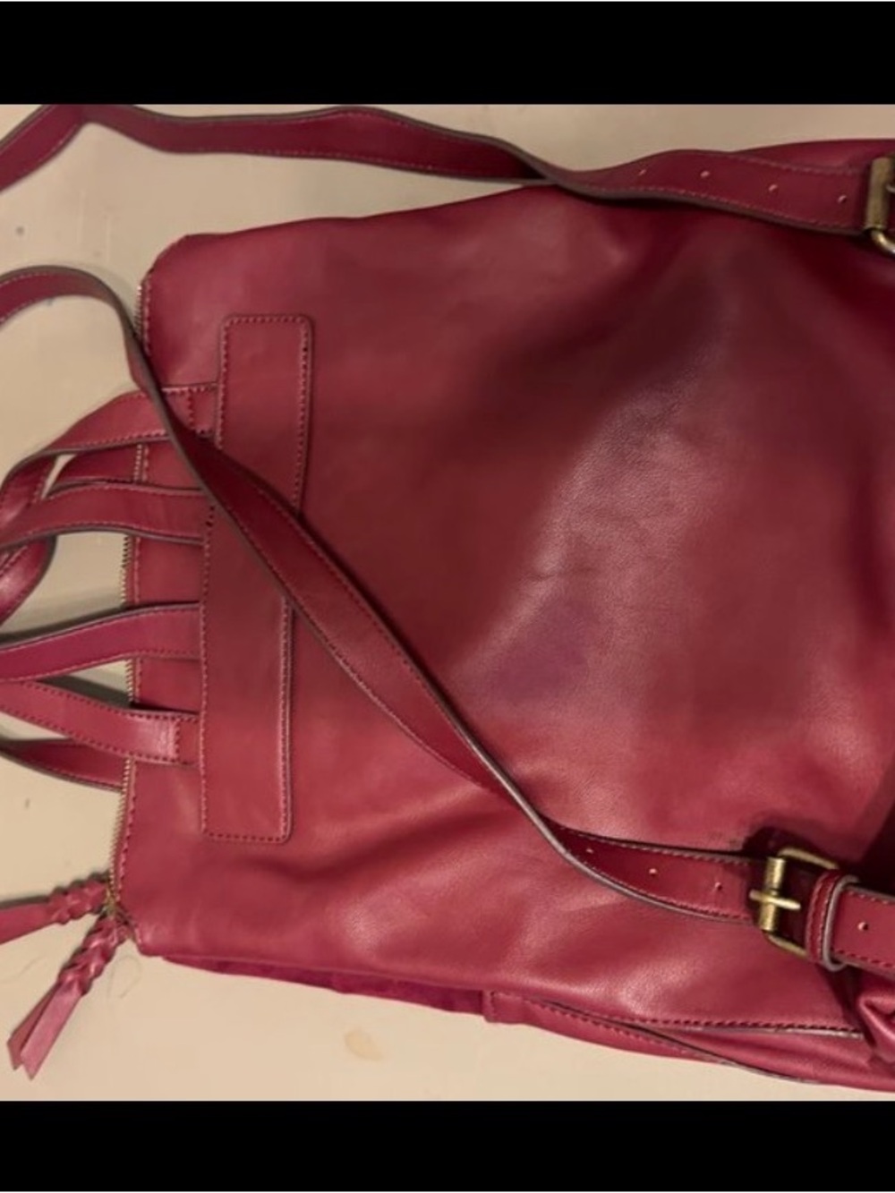 Women's Leather Shoulder Tote - Berry Pink